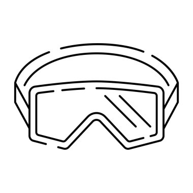 Kış turizmi ikonu. Kar kayağı ve çubuk çizimi. Tatil ya da tatil yılbaşı ve yeni yıl vektörü. Kayak gözlükleri.