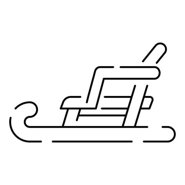 Kış turizmi ya da tatil hattı ikonu. Kar kayağı ve çubuk çizimi. Tatil ve yeni yıl vektörü. Kızak..