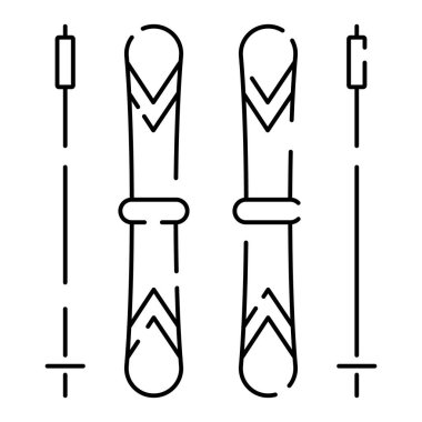 Kış tatili ya da turizm ikonu. Yeni yıl tatili. Noel çorabı, buz hokeyi, sıcak kakao. Merhaba kış konsepti. kayak ögeleri.