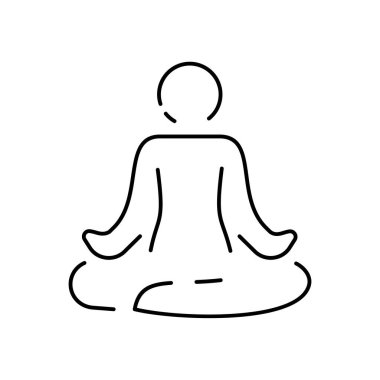 Bencillik çizgisi simgesi. Meditasyon, yoga, kayıtsızlık. Akıl sağlığı konsepti. Sağlıklı yaşam tarzı, psikoloji, alternatif terapi gibi konular için vektör.
