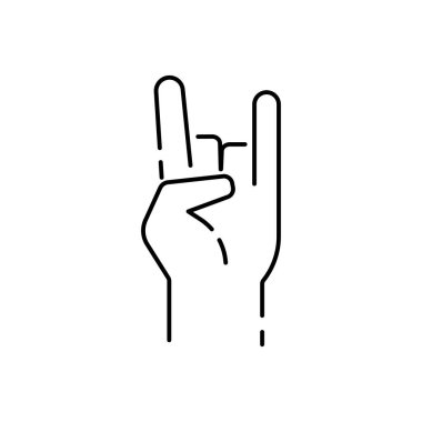Uygulamalar ve web siteleri için boynuz çizgisi sanat vektör simgesinin Rock Roll heavy metal işareti. Müzik ve ses.