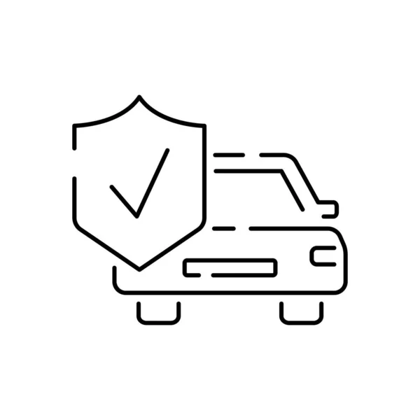 Scudo Auto Auto Assicurazione Icona Lineare Linea Con Illustrazione Vettoriale — Vettoriale Stock