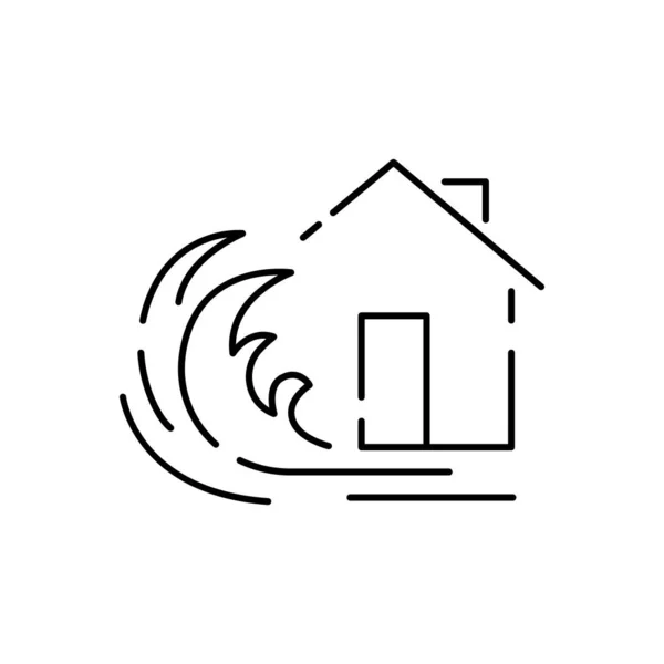 Ikona Povodňového Pojištění Domu Lineární Styl Značky Pro Mobilní Koncept — Stockový vektor