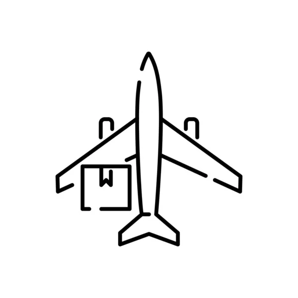 现代递送 线图标物流网络 运输与全球工业 货物运输箱 飞机E — 图库矢量图片