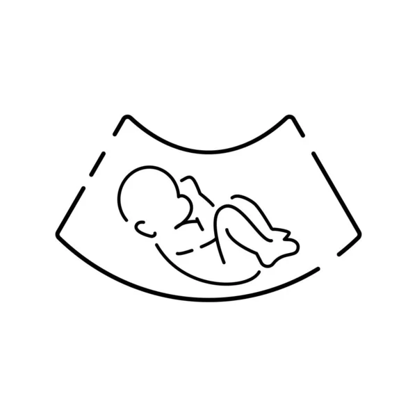 Graviditet Koncept Ikon Gravid Kvinna Idé Tunn Linje Illustration Ultraljud — Stock vektor