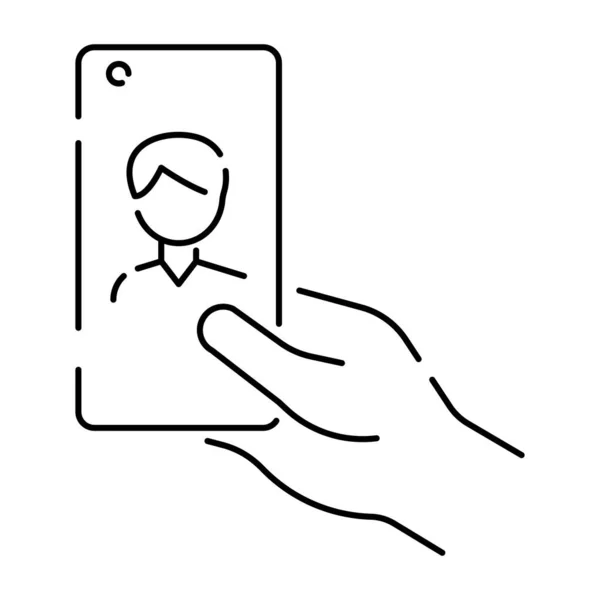 Selfie Vektorzeilen Symbol Machen Sie Ein Selfie Handy Frontkamera Und — Stockvektor