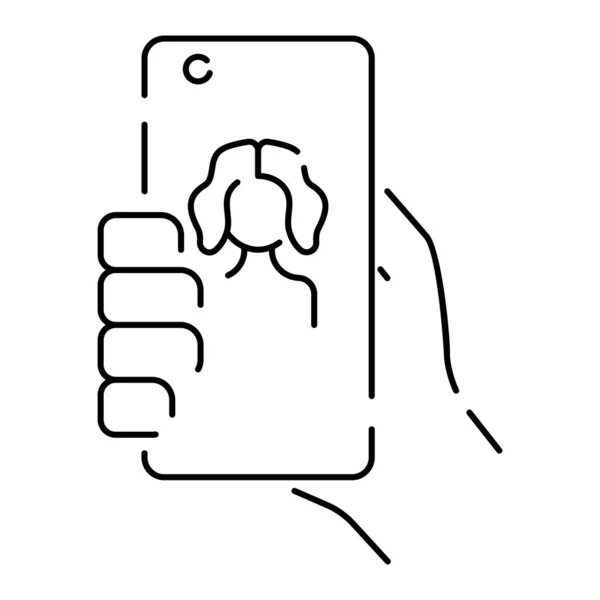 Selfie Vektör Çizgisi Simgesi Bir Selfie Çek Cep Telefonu Kamerası — Stok Vektör