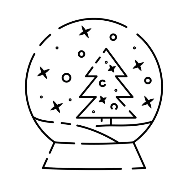 新年の雪の地球線のアイコン モバイルコンセプトとウェブデザインのためのリニアスタイルのサイン 雪の地球Xmasツリーアウトラインベクトルアイコンと シンボル ロゴイラスト ベクトルグラフィック 雪の結晶 — ストックベクタ