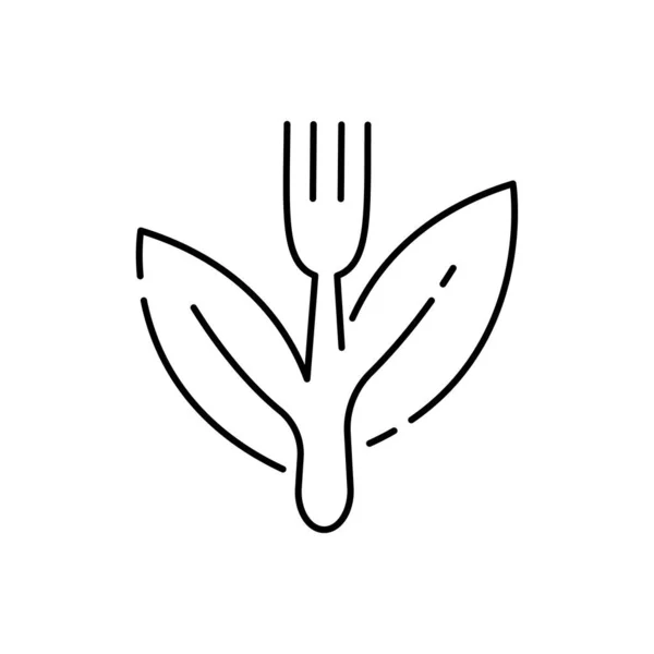 图标线符号 为您的网站移动应用图标Ui设计提供了健康素食标志概念的独立向量说明 有菜单的素食或素食餐馆 — 图库矢量图片