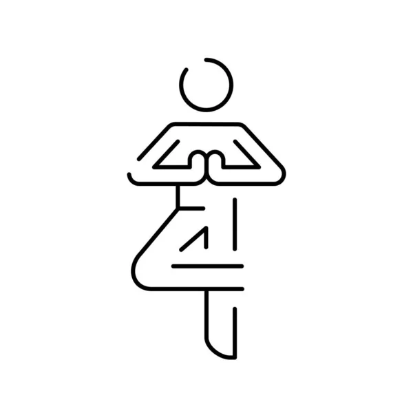 Значок Линии Упражнений Йоги Векторная Йога Представляет Медитацию — стоковый вектор
