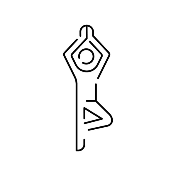 Значок Линии Упражнений Йоги Векторная Йога Представляет Медитацию — стоковый вектор