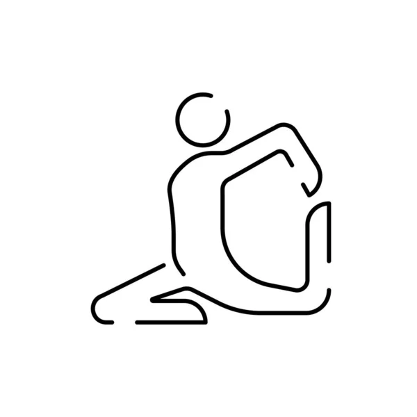 ヨガのエクササイズラインアイコン ベクトルヨガポーズ瞑想 — ストックベクタ