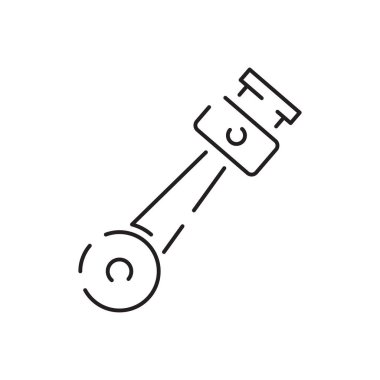 Araba servisi ince çizgi simgesi, Oto Tamir Atölyesi vektörü, Lorry Yedek Parça Tasarım Seti, Beyaz arka planda Temel Otomotiv Sembolü, Araç Tamir Garajı ve Servis Grafiği.