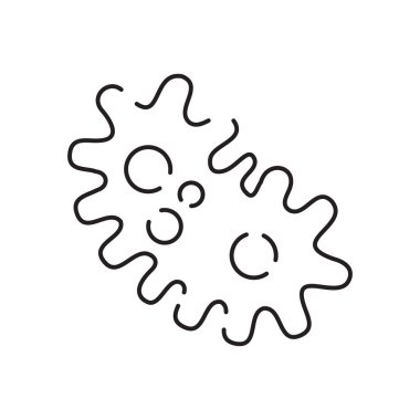 Kimyasal ya da kimya çizgisi ikonu, laboratuvar camları, vektör grafikleri. Bilim ve bilimsel ekipman ve biyoloji Test araçları.