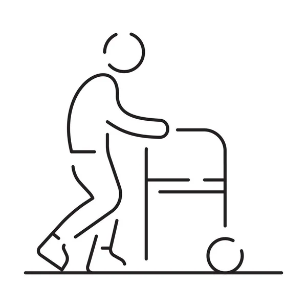 Icona Della Linea Delle Persone Disabili Simbolo Vettoriale Del Contorno — Vettoriale Stock