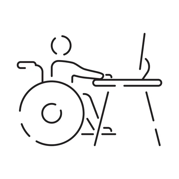 Icône Ligne Personnes Handicapées Symbole Vectoriel Contour Pictogramme Style Linéaire — Image vectorielle