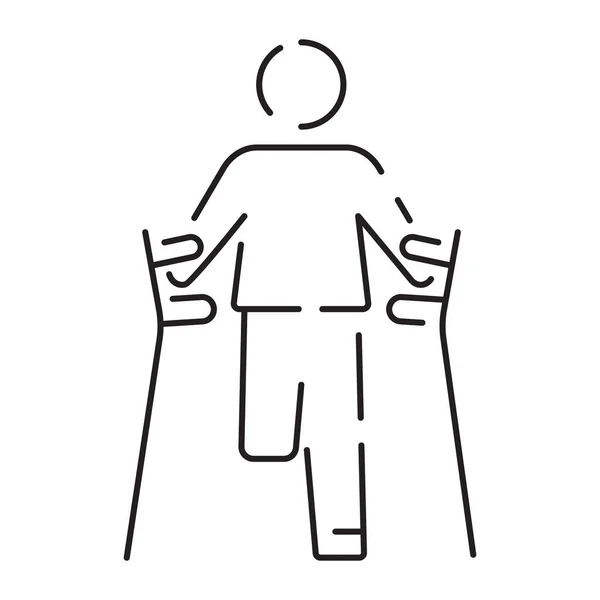 Personnes Handicapées Ligne Icônes Illustration Vectorielle Fauteuil Roulant Personnes Âgées — Image vectorielle