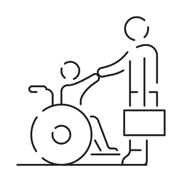 Bezbariérová Nebo Zakázaná Ikona Tenké Čáry Vektorové Ilustrace Invalidní Vozík — Stockový vektor