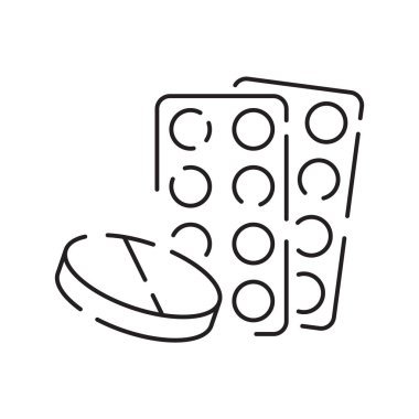 Tıbbi hazırlıklar ya da uyuşturucu yassı çizgi ikonu. İlaç ve acil durum felç vektör ilaç elementi. Basit vektör eczanesi ve sağlık hattı ikonu hastanesi.