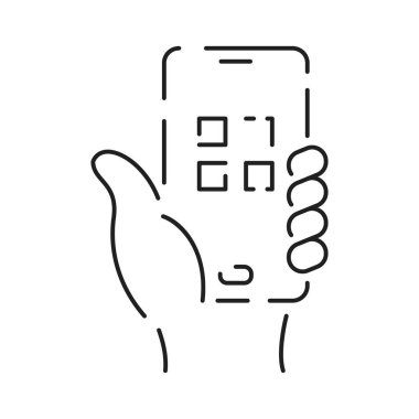 Müze çizgisi simgesi. Eğlence ikonu. Beyaz pikselde izole edilmiş antik sütun lineer piktogramı mükemmel bir illüstrasyon. Mobil uygulama qr kod oluşturucu.