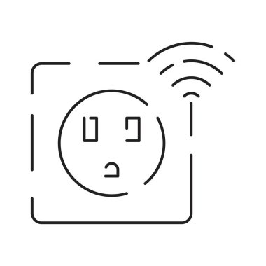 Akıllı ev doğrusal simgelerinin toplanması - aydınlatma, ısıtma, klima kontrolü. Ev otomasyonu seti ve ince hatlarla çizilmiş uzaktan izleme sembolleri. Vektör illüstrasyonu.