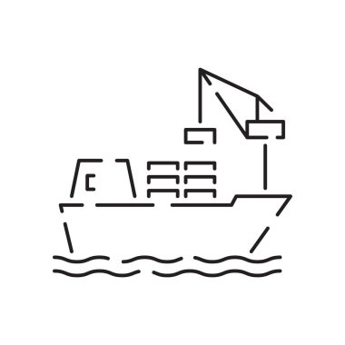 Kargo iskele ikonu hava, deniz, demiryolu nakliye terminali, depo. Teslimat konteynırı.