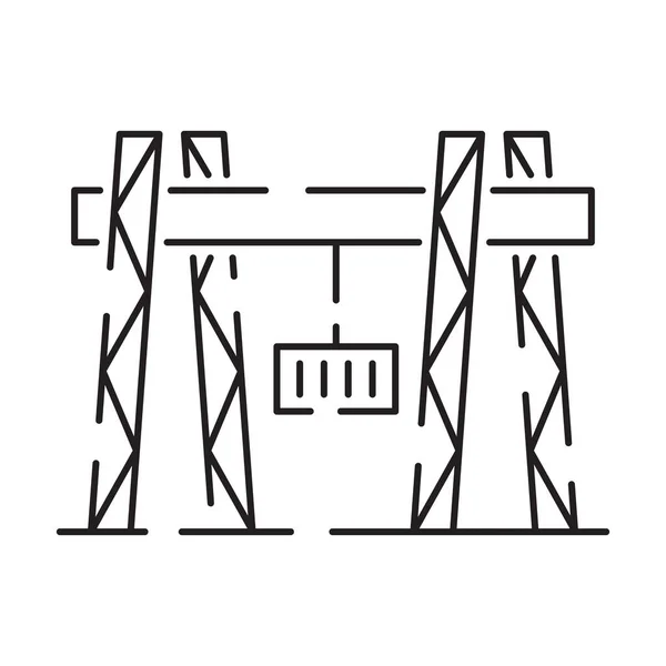 Грузовой Порт Линии Иконки Воздуха Моря Железнодорожного Грузового Терминала Хранения — стоковый вектор