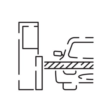 Park ile ilgili ikonlar. Araba, araç veya taşıma hattı vektör simgesi. Park ücretini öde..