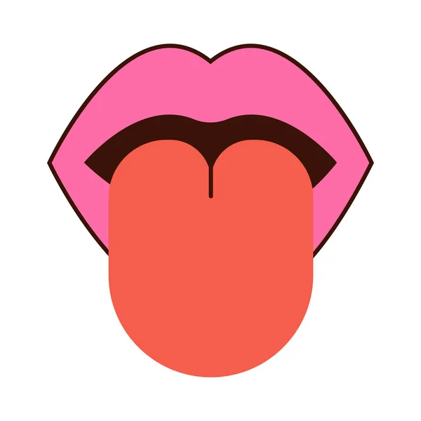 Στόμα Γλώσσα Προεξέχει Χείλη Φυσούν Ροζ Και Ανοιχτό Στόμα Μάτι — Διανυσματικό Αρχείο