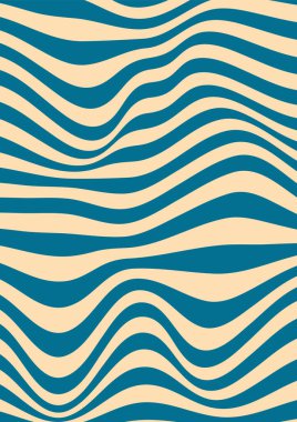 Soyut geometrik vintage arkaplan. Mükemmel kıvrımlı çizgileri olan modern bir süs. 60 'lar, 70' ler estetik, dalgalı renkli çizgiler.