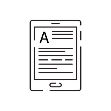 Kitap eğitimi alıyorum. Elektron, ses veya mobil kitap satırı simgesi açık. Okula dönmenin vektör illüstrasyonu, eğitim malzemeleri.