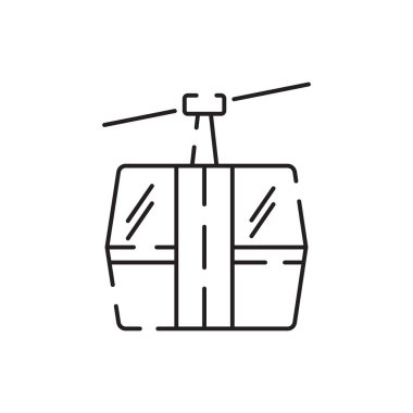 Toplu taşıma teleferik hattı simgesi. Trafik sembolü. Buna garaj, uşak ve seyahat de dahil..