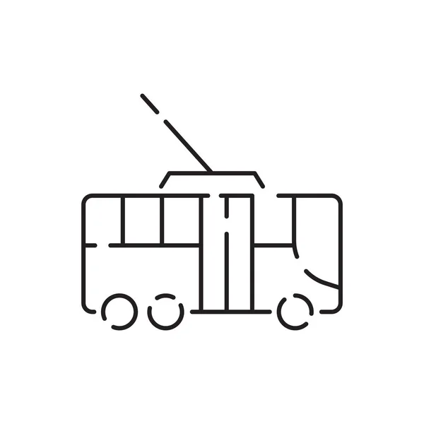 Transporte Público Trolebús Tranvía Autobús Icono Línea Símbolo Tráfico Incluido — Vector de stock