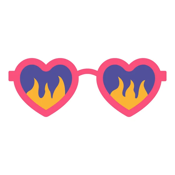 Heart Shaped Sunglasses Sun Please Various Trendy Sunglasses Flame Fire — Stock Vector