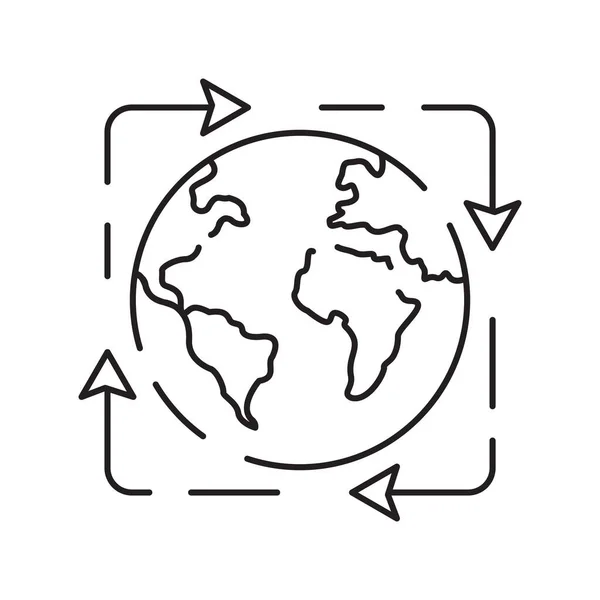 Genbrugsmaterialer Linje Ikon Etiket Miljøvenlig Emballage Vektor Symbol Tegn Verden – Stock-vektor