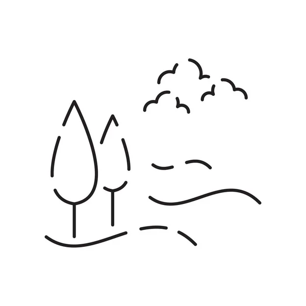 Ландшафтные Иконы Тонкая Линия Стиля Плоский Дизайн Векторной Иллюстрации Лето — стоковый вектор