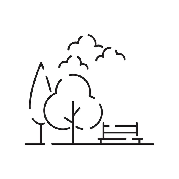 Landschaftssymbole Dünner Linienstil Flache Designvektorillustration Sommer Frühlingszeit Natur — Stockvektor