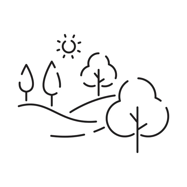 Symbole Für Die Landschaftlinie Dünner Linienstil Flache Designvektorillustration Sommer Frühlingszeit — Stockvektor