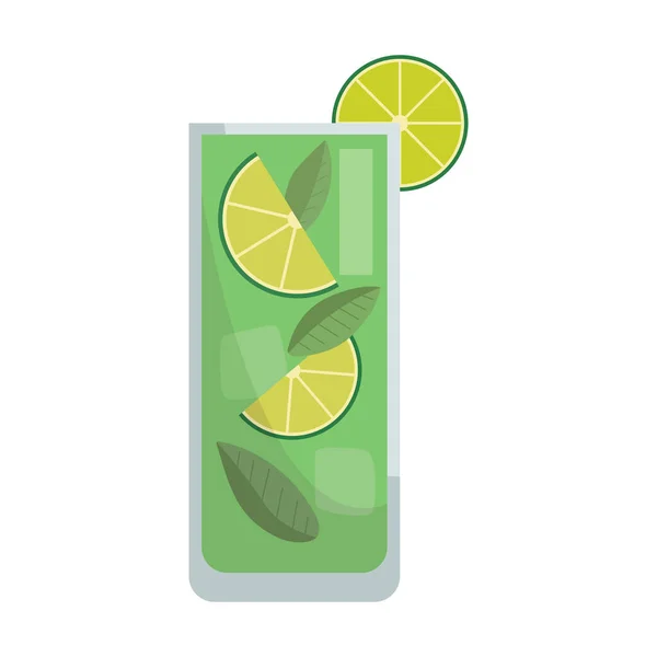Cocktail Glasses Vector Illustration Refreshing Cocktails Ice Cubes Lemons Party — Stock Vector