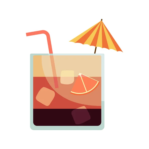 Tropical Cocktails Cups Drink Glasses Vector Illustration Refreshing Cocktails Ice — Stock Vector