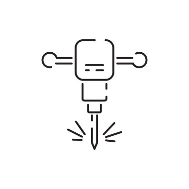 Yıkım matkabı inşaat araçları vektör çizgisi simgesi.