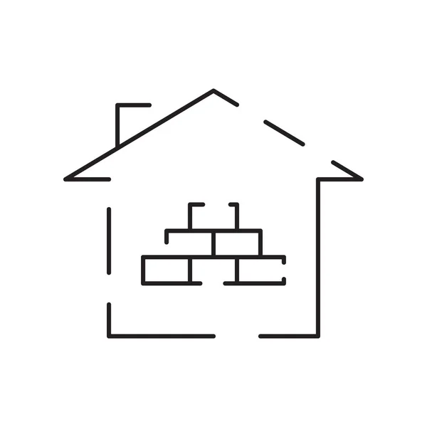 Brick Home Building Construction Tools Vector Line Icon — Stock Vector