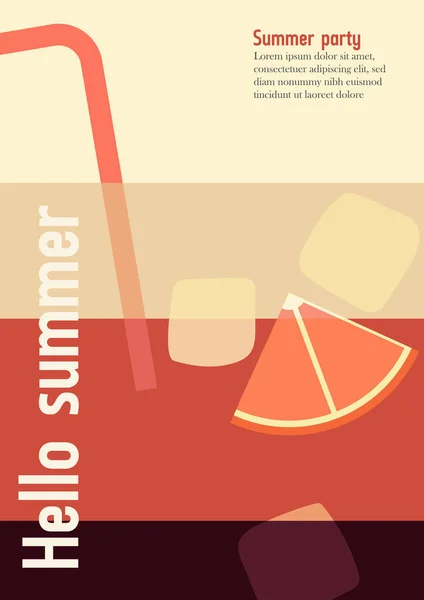 Summer Abstract Vectorachtergrond Ijs Banaan Tropisch Strand Shorts Cocktail Zee — Stockvector
