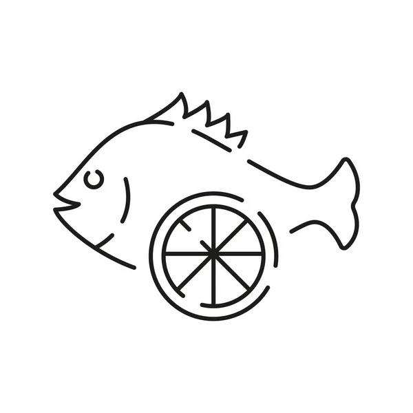 Ikona Pokarmu Morskiego Wektorowa Restauracja Rybna Białe Mięso Ilustracja — Wektor stockowy