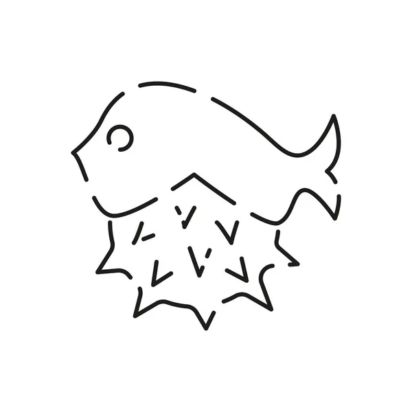 Значок Морської Продовольчої Лінії Векторний Рибний Ресторан Біле Ясо Плоска — стоковий вектор
