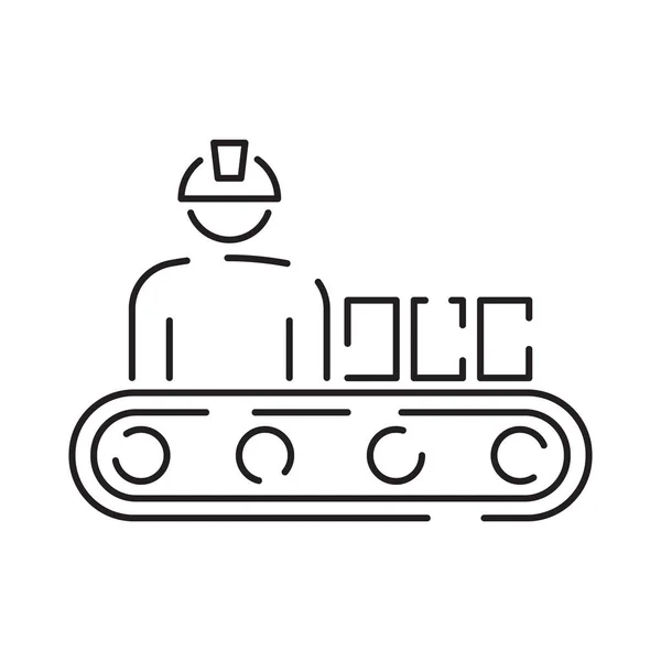 Робот Робот Значок Такие Рука Рука Производственная Линия Коробка Упаковки — стоковый вектор