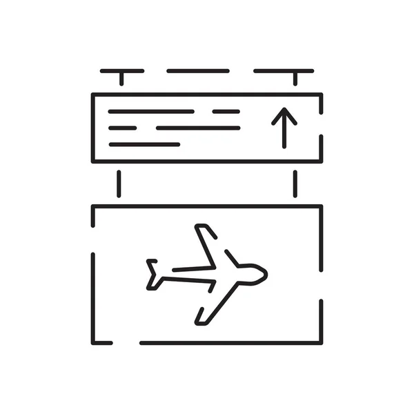 Значок Лінії Аеропорту Будівля Аеропорту Літак Приземляється Або Літає Піктограма — стоковий вектор
