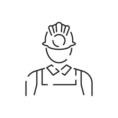 Minin çizgi simgesi. Madende ve yüzeyde minerallerin çıkarılması. Güç ve enerji üretimi, elektrik endüstrisi, dünya ekoloji koruma alanı, kömür madenciliği. Resim, sembol, işaret.