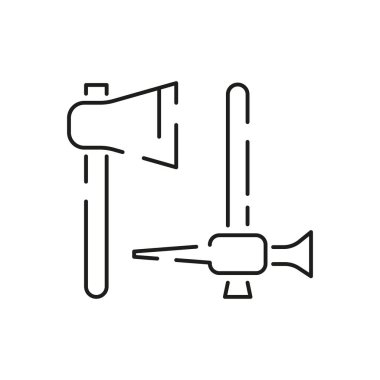 Minin çizgi simgesi. Madende ve yüzeyde minerallerin çıkarılması. Güç ve enerji üretimi, elektrik endüstrisi, dünya ekoloji koruma alanı, kömür madenciliği. Resim, sembol, işaret.