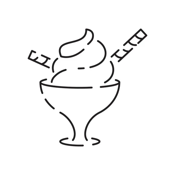 Ice Cream Line Icon Summer Parfait Vector Frozen Yogurt Ice — Stock Vector